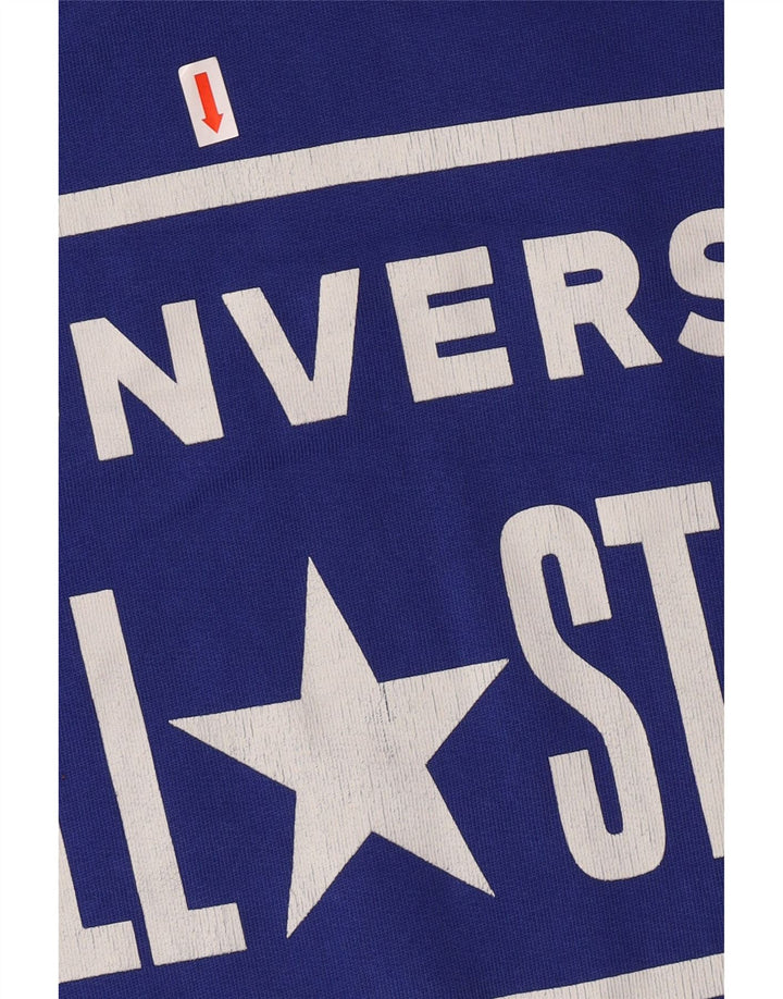 CONVERSE Jersey con capucha gráfica para hombre de algodón azul grande