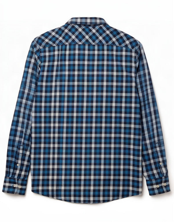 Penguin Camisa de franela de ajuste clásico para hombre XL Algodón a cuadros azul
