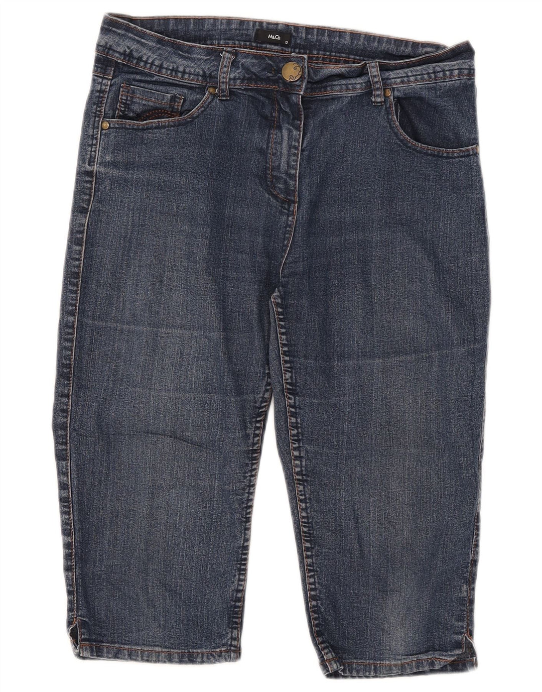 M&Co Bermudas vaqueras para mujer UK 12 Medium W32 Algodón azul