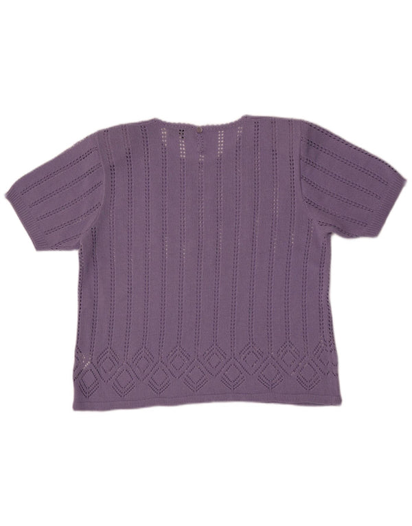 Affections Womens Short Sleeve Boat Neck Jumper Sweater UK 16 Large Purple