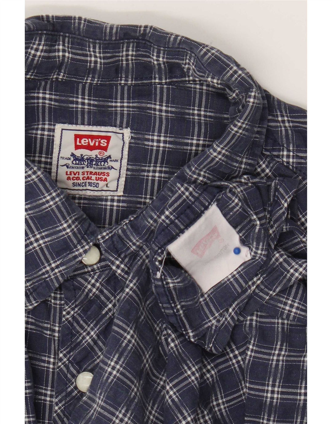 Camisa Levi's para hombre de algodón a cuadros azul marino grande