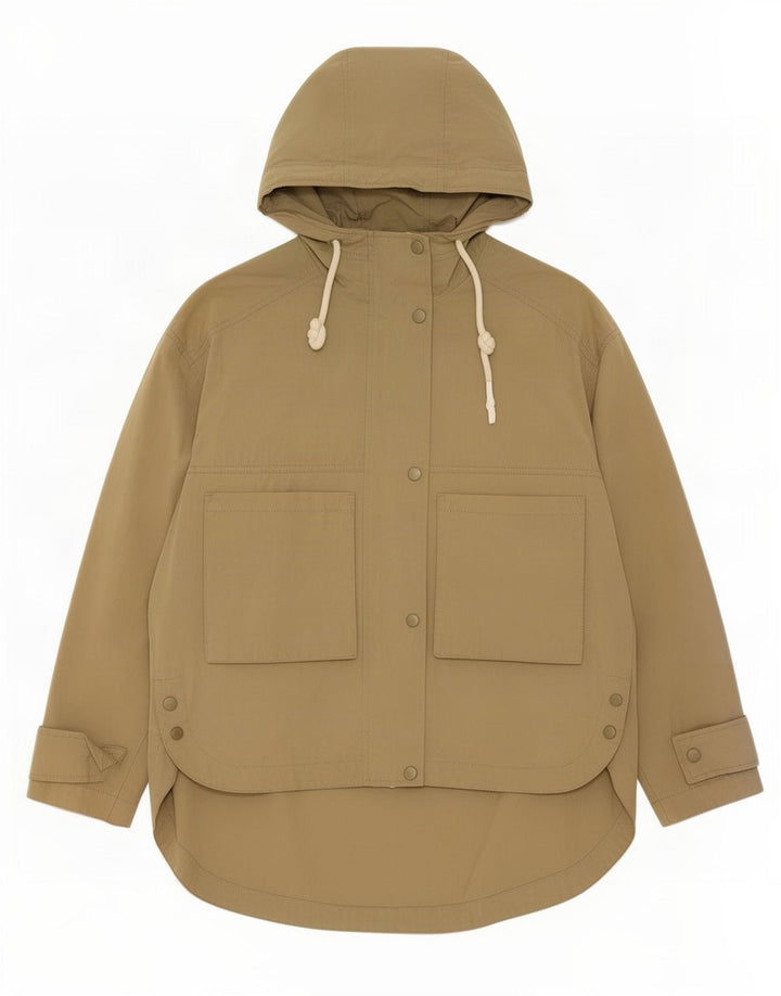 Zara Chaqueta utilitaria extragrande con capucha para mujer Reino Unido 44 Algodón caqui mediano