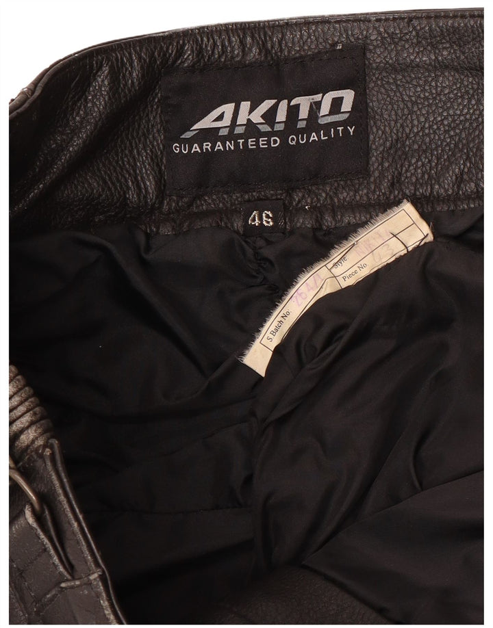 Akito Pantalones de cuero cónicos para hombre IT 46 Small W32 L32 Negro
