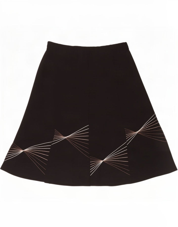 Marks & Spencer Falda acampanada con patrón abstracto para mujer, talla 40, talla grande, W40, color negro