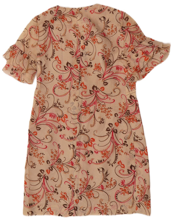 Vintage mujer vaina vestido Reino Unido 14 medio beige floral