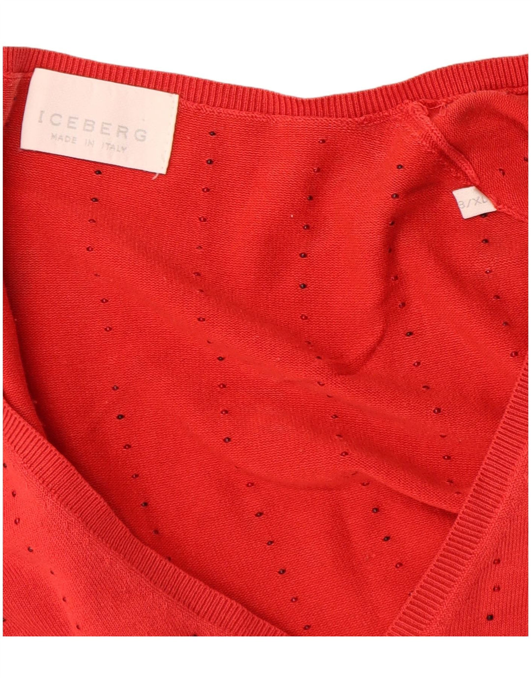 Iceberg Jersey de manga 3/4 para mujer con cuello en V IT 43 Seda roja mediana