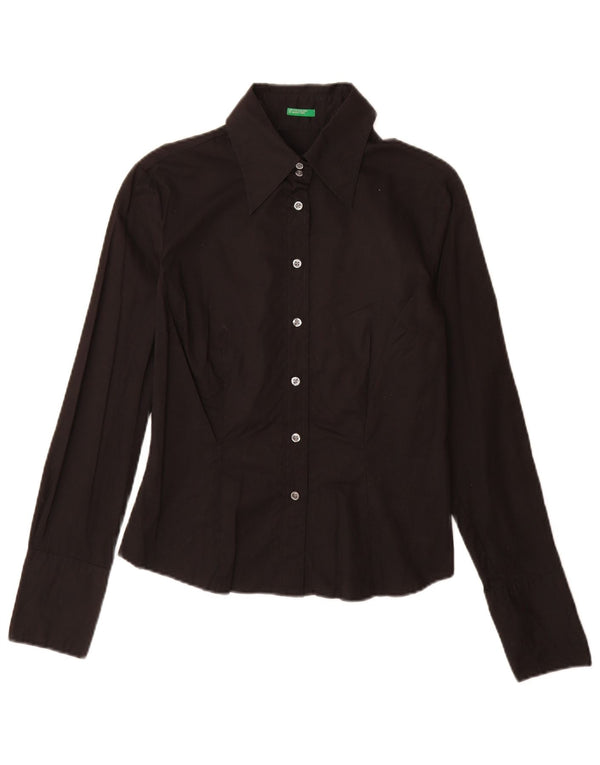 Camisa Benetton Mujer ES 44 Mediano Negro Algodón