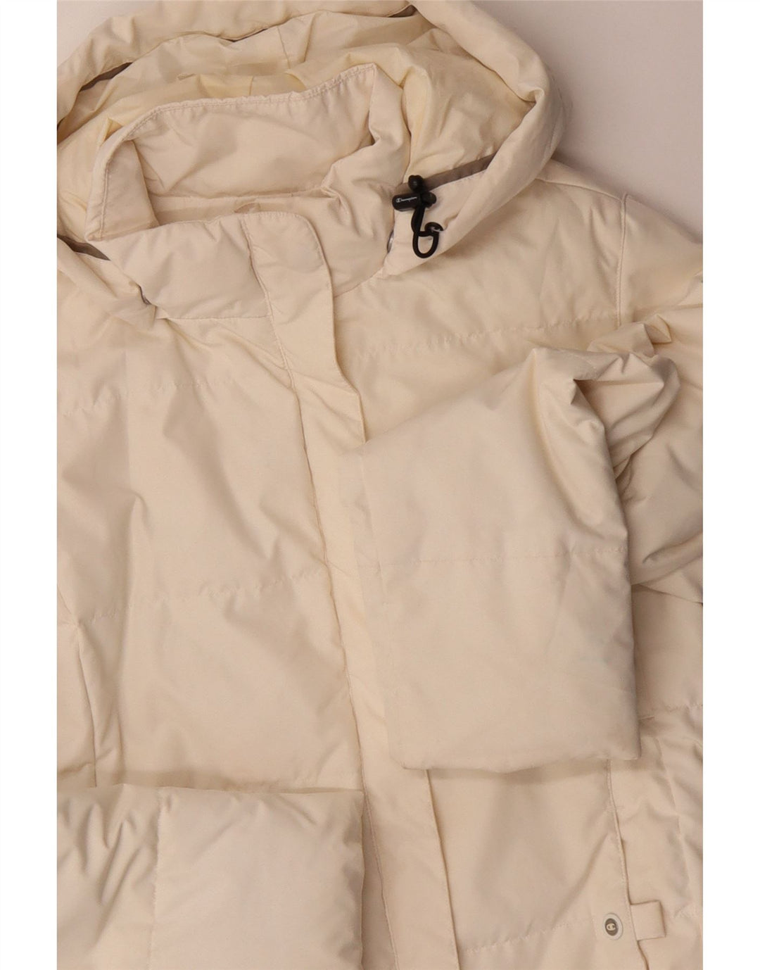 CHAMPION Chaqueta acolchada con capucha para mujer UK 14 Medium Off White
