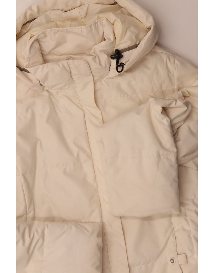 CHAMPION Chaqueta acolchada con capucha para mujer UK 14 Medium Off White