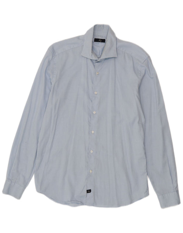 Camisa Fay Hombre Talla 41 16 Grande Azul Algodón