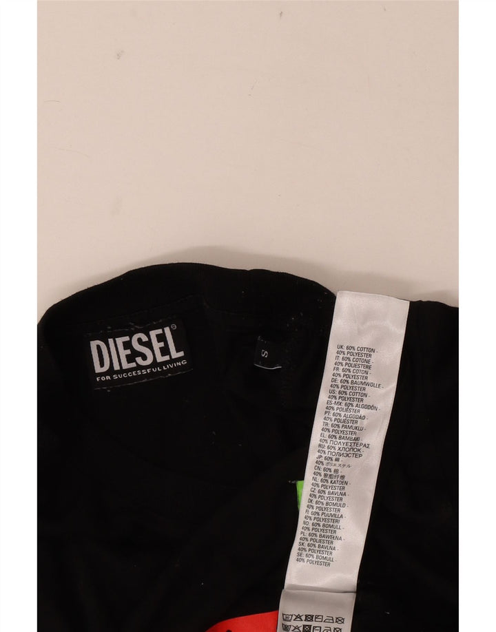 Diesel Hombre Camiseta Gráfica Top Pequeño Algodón Negro