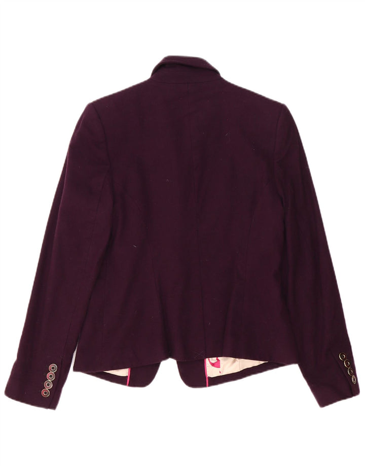 Ted Baker Chaqueta tipo blazer con 1 botón para mujer, talla 3, lana morada mediana