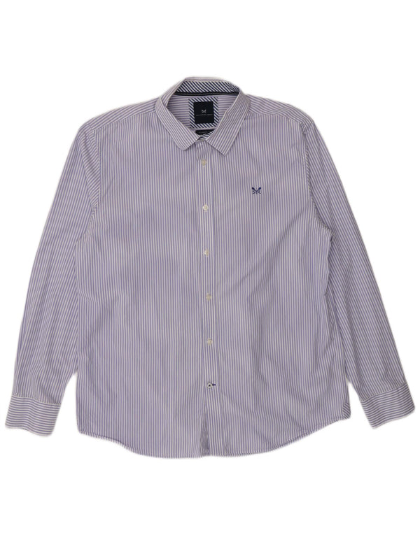 Crew Clothing Camisa de corte clásico para hombre XL Algodón a rayas azules