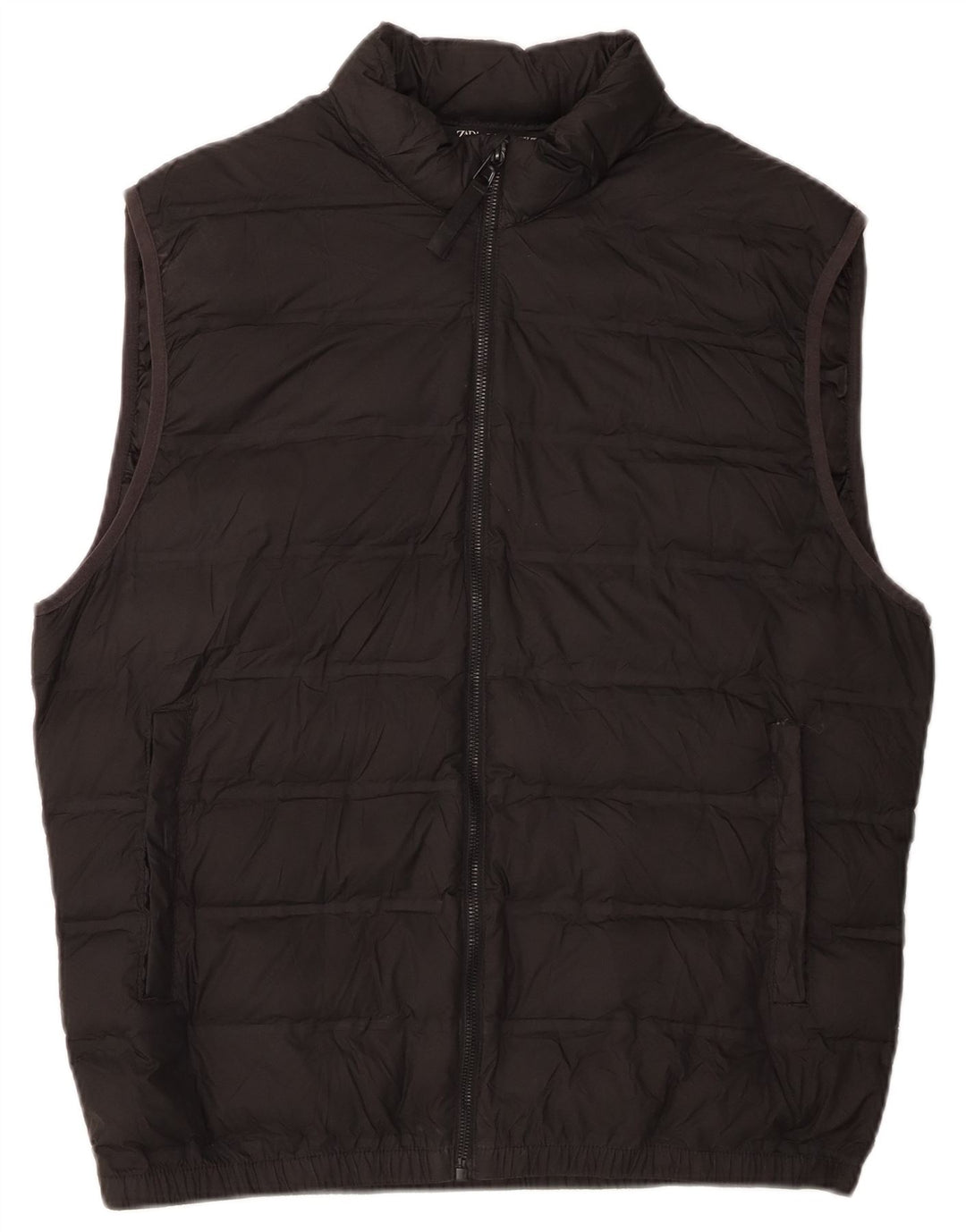 Zara Mujer Chaleco Acolchado UK 46 Grande Poliéster Negro