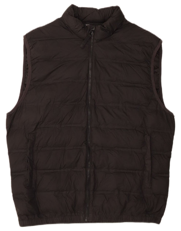 Zara Mujer Chaleco Acolchado UK 46 Grande Poliéster Negro