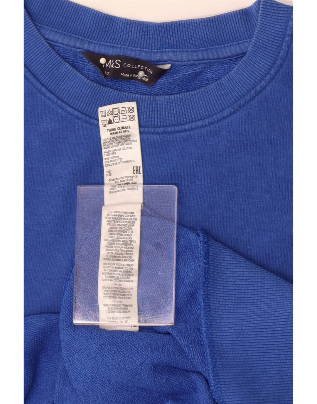 Marks & Spencer Sudadera para mujer Jumper UK 12 Algodón azul medio