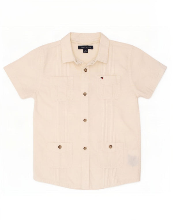 Tommy Hilfiger Camisa de manga corta para niños 3-4 años Off White Algodón