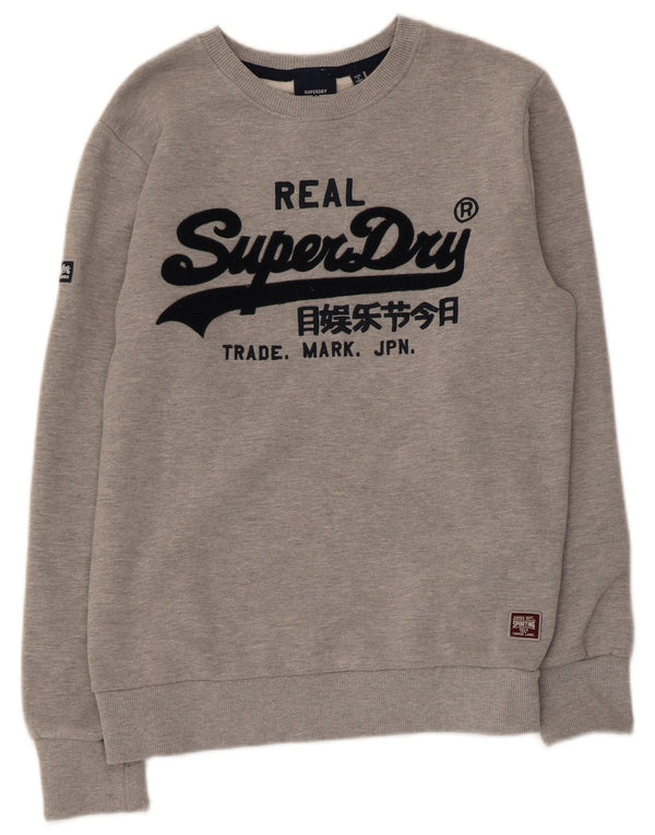 Superdry Sudadera Gráfica para Mujer Jersey UK 44 Algodón Gris Medio