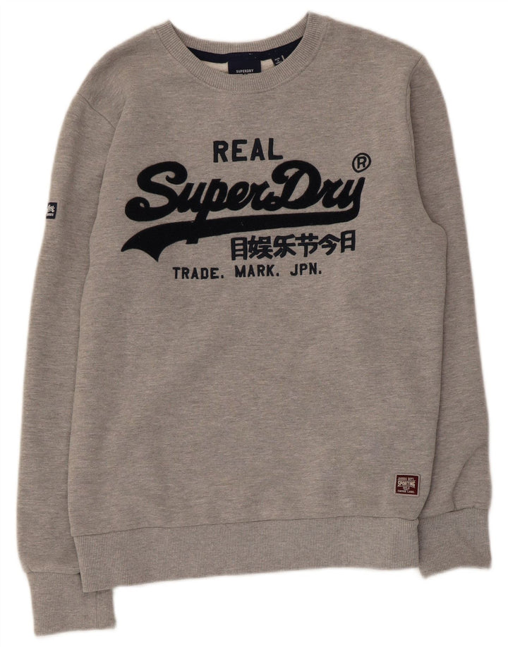 Superdry Sudadera Gráfica para Mujer Jersey UK 44 Algodón Gris Medio