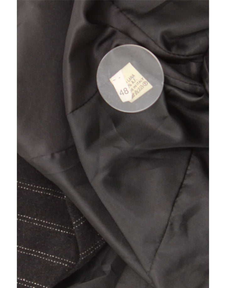 Vintage mujer chaqueta blazer de doble pecho IT 48 XL lana de rayas negras