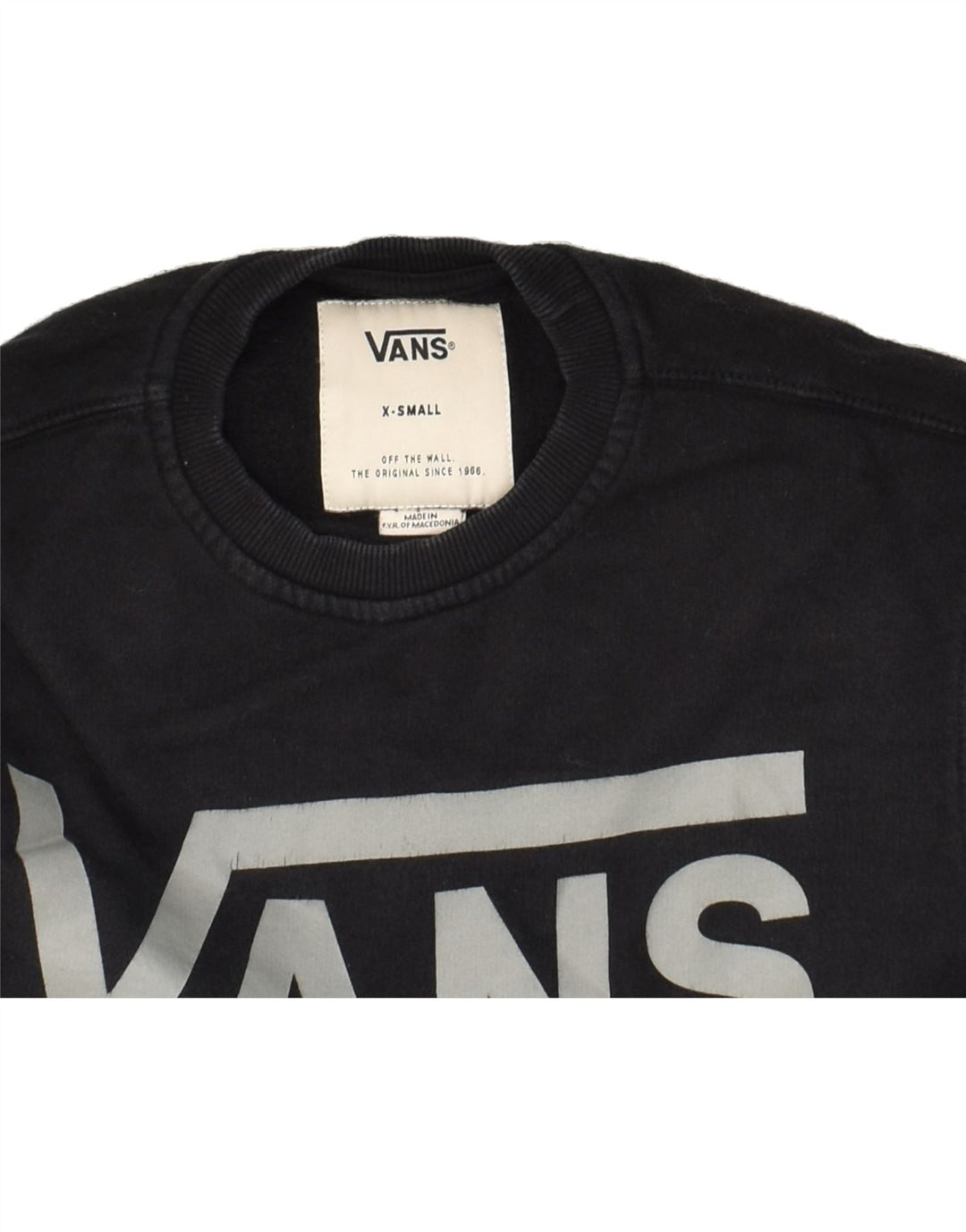 VANS Mens Graphic Sweatshirt Jumper XS Black Cotton | Vintage Vans | Thrift | Second-Hand Vans | Used Clothing | Messina Hembry 