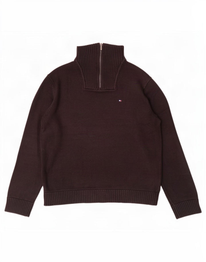 Tommy Hilfiger Jersey con cuello y cremallera para hombre, talla grande, negro