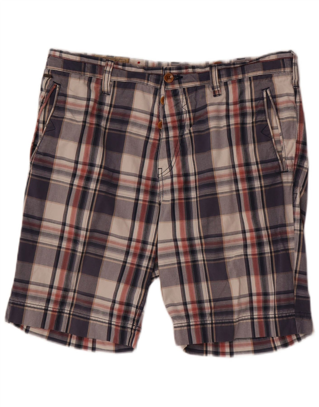 Guess Mens Chino Shorts W34 Grande Azul Marino Cuadros Algodón