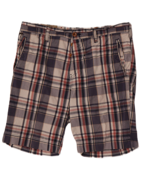 Guess Mens Chino Shorts W34 Grande Azul Marino Cuadros Algodón
