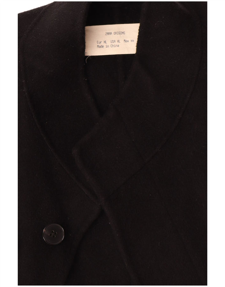 Zara Hombre Abrigo UK 44 XL Lana Negra