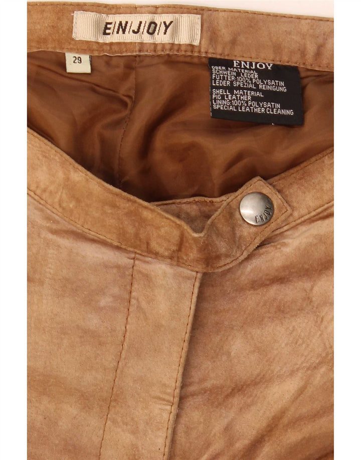 ENJOY Pantalón de ante con corte bota para mujer W29 L30 Cuero marrón