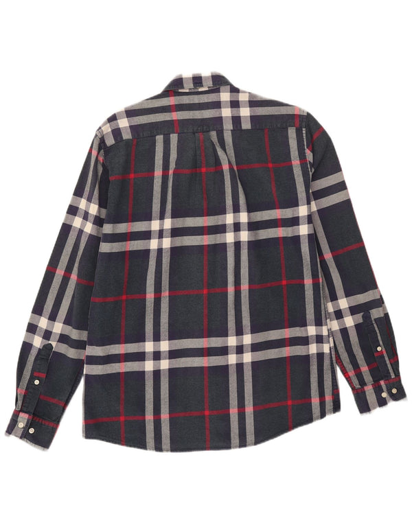 Barbour Hombre Camisa De Franela Entallada De Algodón A Cuadros Azul Marino Medio