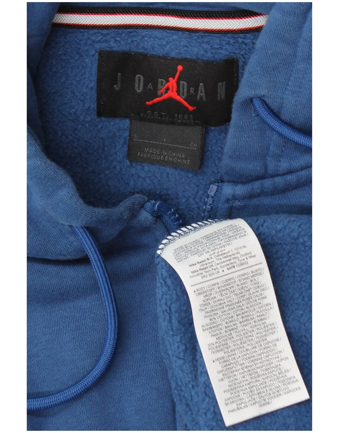 Jordan - Sudadera con capucha y cremallera para hombre, talla pequeña, algodón azul