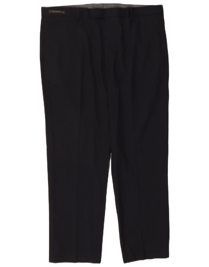 Marks & Spencer Pantalones de traje rectos a medida para hombre W38 L29 Azul marino