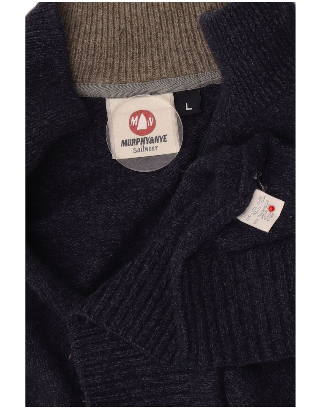 Murphy & Nye Jersey con cuello y cremallera para hombre, talla grande, lana azul marino