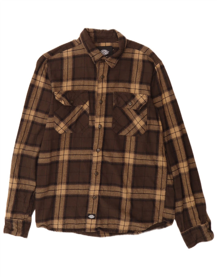 Dickies Camisa De Franela De Algodón A Cuadros Marrón Pequeño Hombre