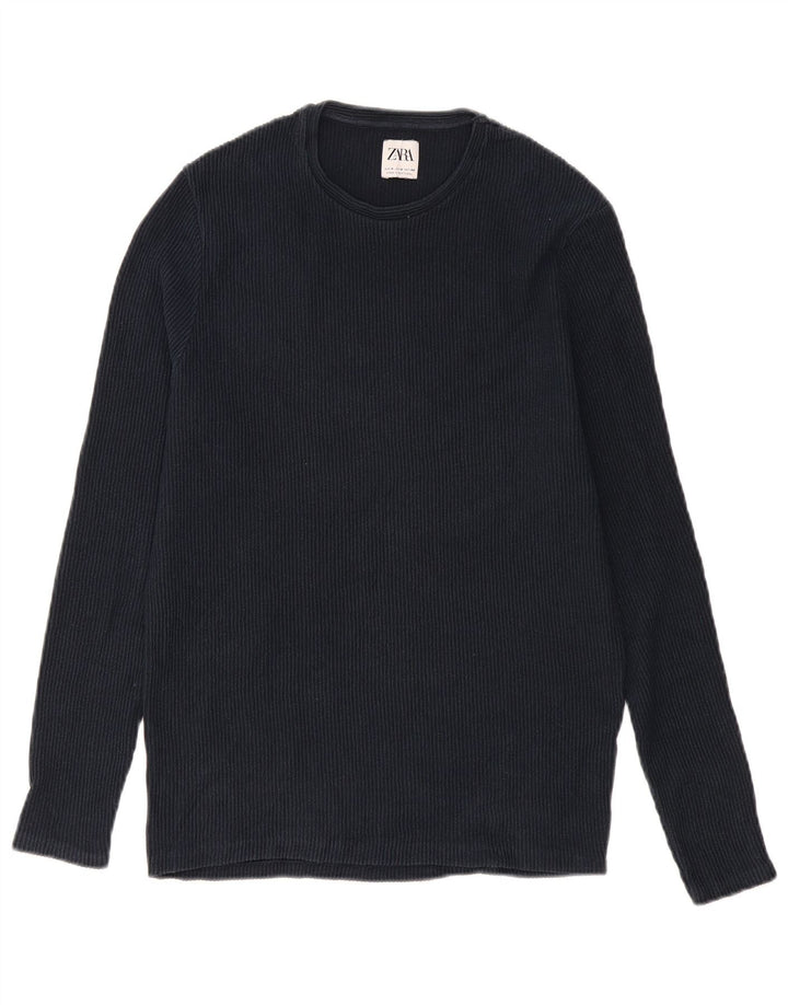 Zara Hombre Top Manga Larga Medio Azul Marino