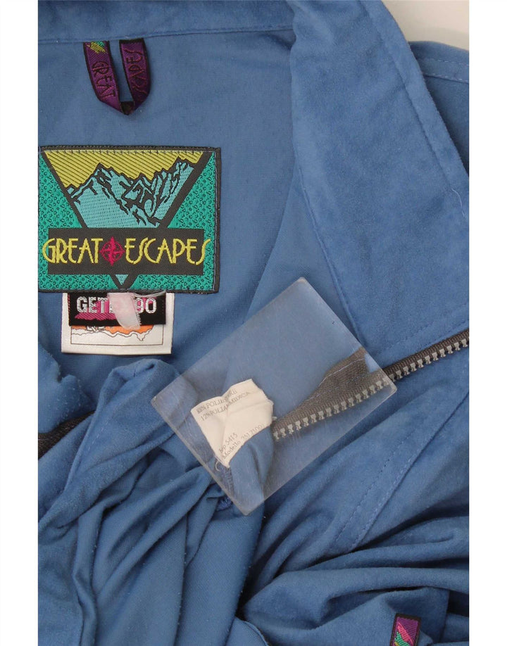 Great Escapes Chaqueta superior de chándal de terciopelo gráfico para hombre XL Poliéster azul