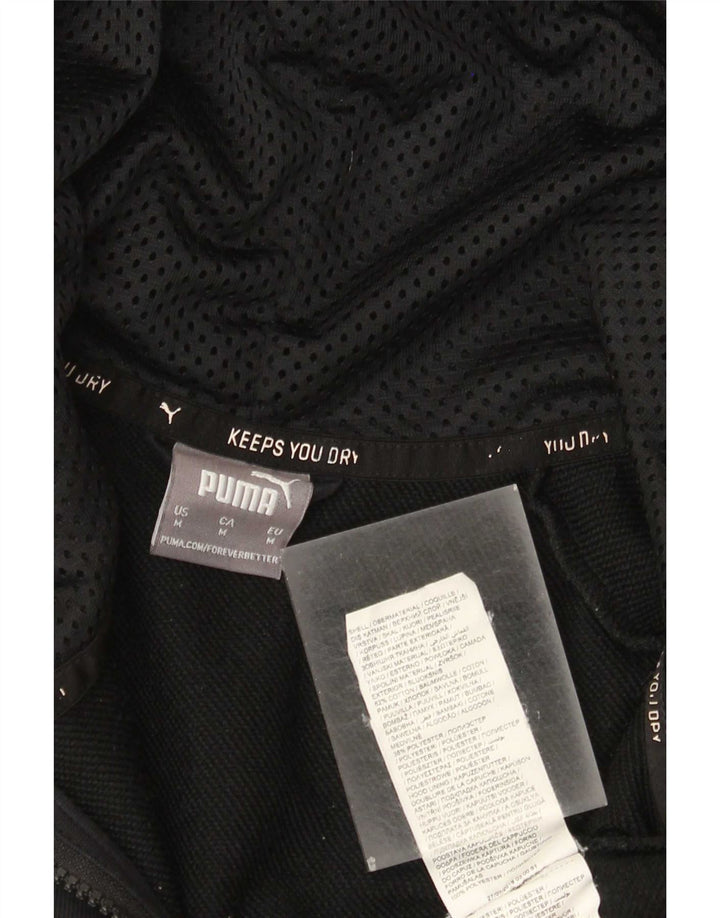 Puma Sudadera con capucha y cremallera gráfica para hombre, algodón negro mediano