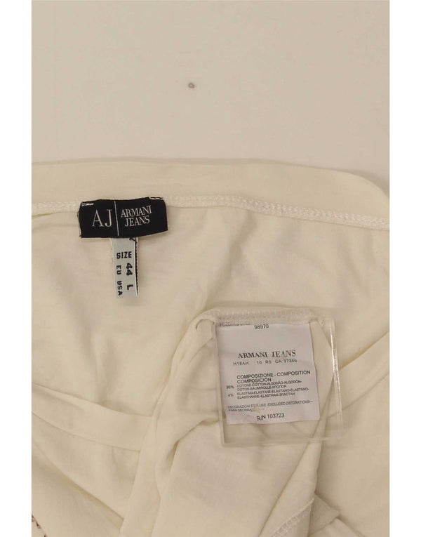 Armani Camiseta gráfica para mujer Top EU 44 XL Algodón blanco