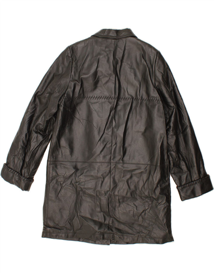 OVIESSE Womens Leather Coat IT 48 XL Black Leather Vintage Oviesse and Second-Hand Oviesse from Messina Hembry 