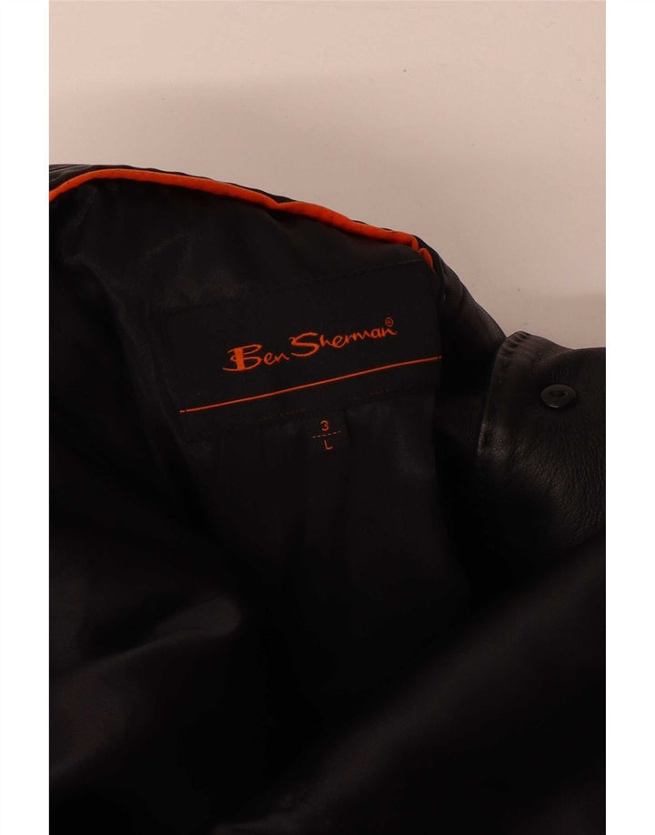 Ben Sherman Chaqueta tipo blazer de cuero con 3 botones para hombre, talla 40, color negro
