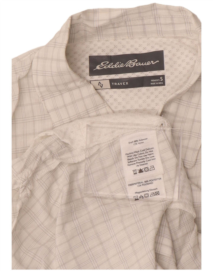 EDDIE BAUER Camisa para mujer UK 10 Small White Check Poliéster