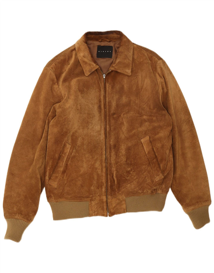 Sisley Chaqueta Bomber de Ante para Hombre UK 36 Small Brown