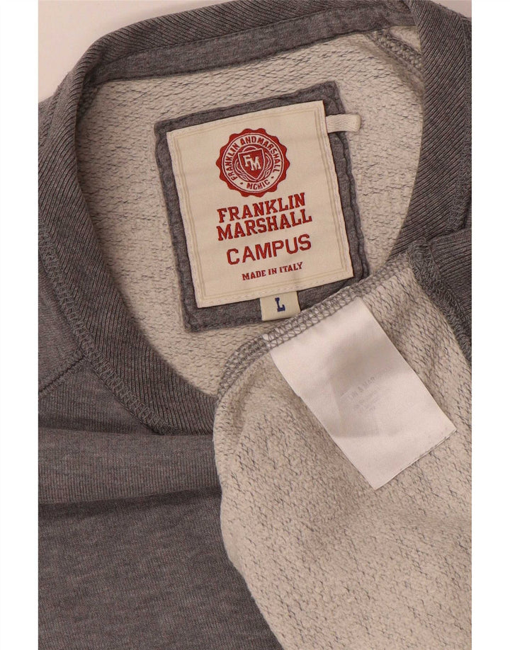 Franklin & Marshall Sudadera tipo jersey para hombre, talla grande, gris moteado