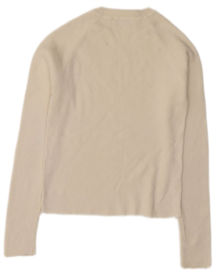 Zara - Jersey corto con cuello redondo para mujer, talla 40, talla M, color blanco