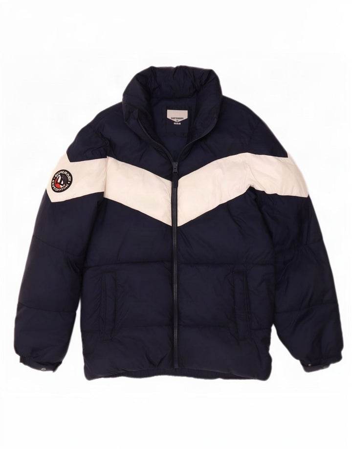 Superdry Chaqueta acolchada para hombre ES 36 Small Poliéster con bloques de color azul marino
