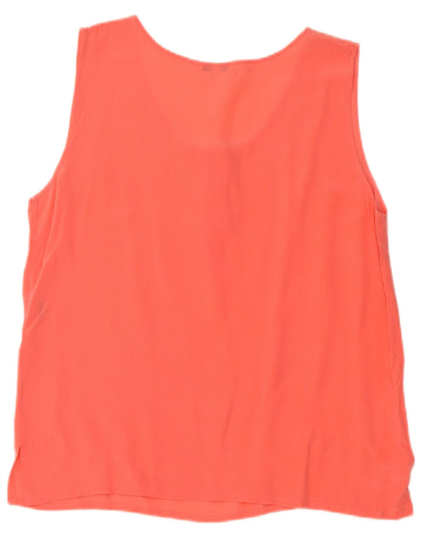Vintage mujer blusa sin mangas Top Reino Unido 14 seda naranja grande
