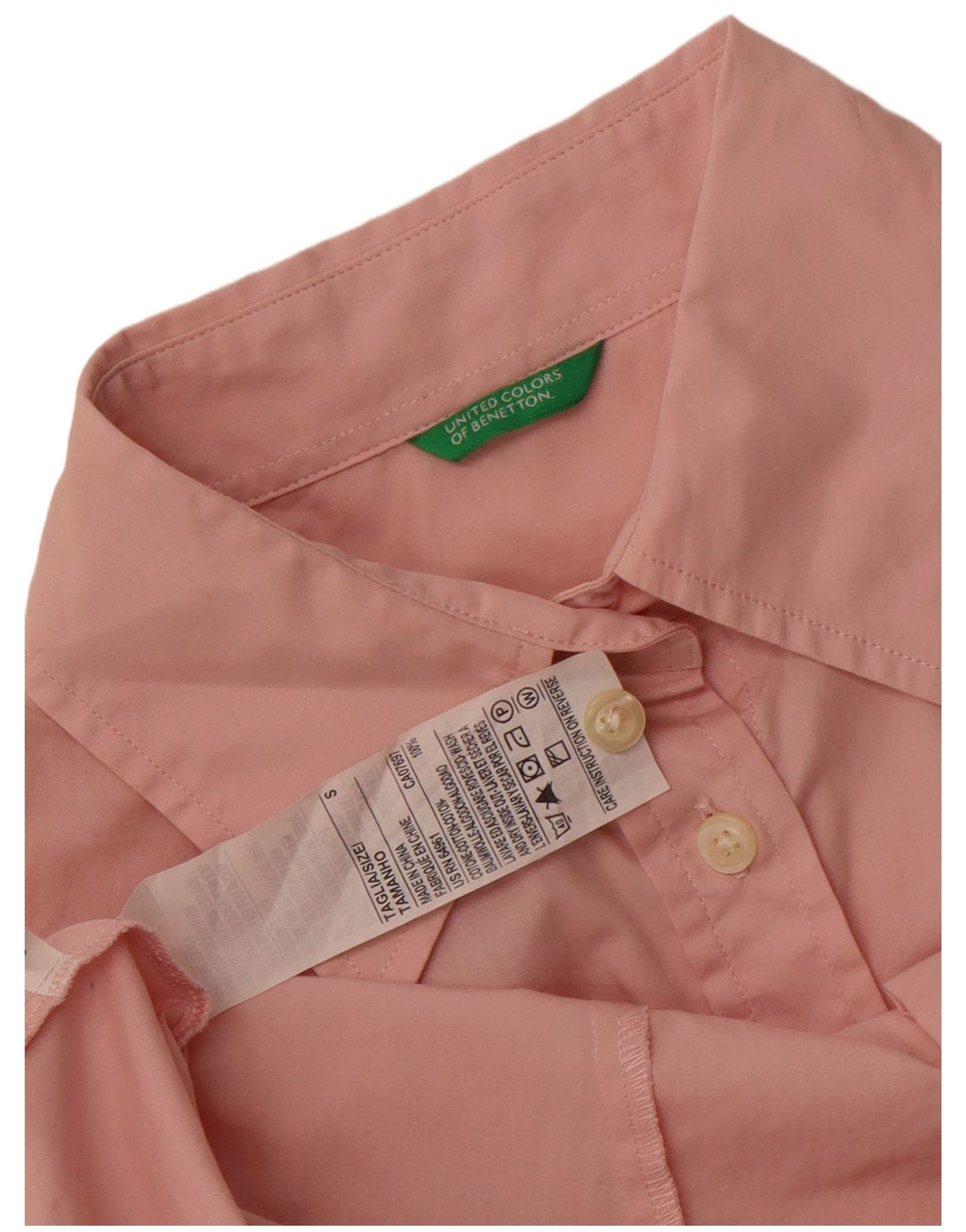 Camisa Benetton Mujer ES 40 Small Rosa Algodón