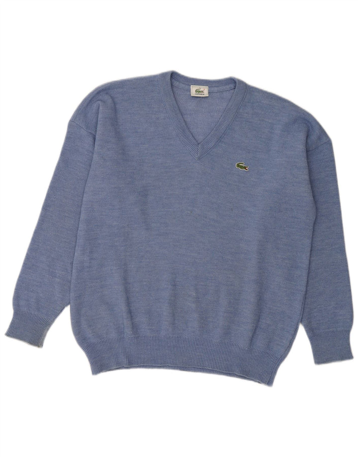 Lacoste - Jersey con cuello en V para hombre, talla 5, lana azul grande