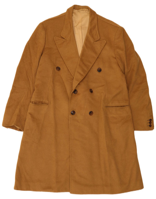 Vintage hombres doble pecho abrigo Reino Unido 36 pequeño beige